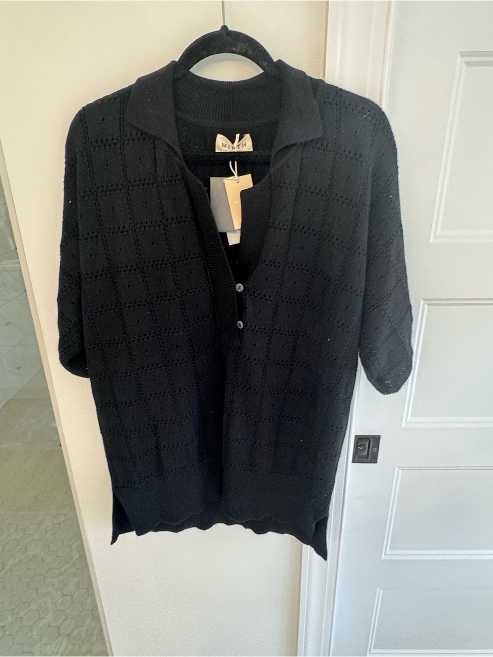 Mirth Adelaide pointelle knit top in black